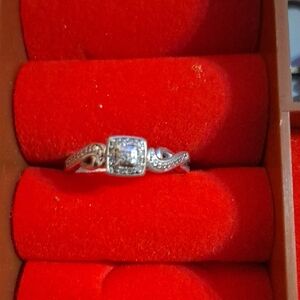 Sterling Silver, Elegant Silver Women's Ring with Sparkling Accents
